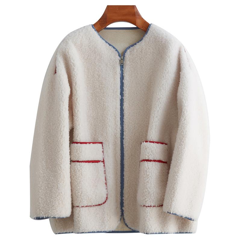 Jacket 100% Fur Genuine Wool Korean Women' Coats Soft Warm Women' Jacket 2020 Sheep Shearing Coat Ropa De Mujer Zjt734, Creamy-white 
Jacket 100% Fur Genuine Wool Korean Women' Coats Soft Warm Women' Jacket 2020 Sheep Shearing Coat Ropa De Mujer Zjt734, Creamy-white