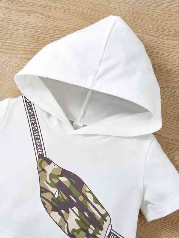 Baby Bag And Camo Print Hooded 2 In 1 Jumpsuit SHE