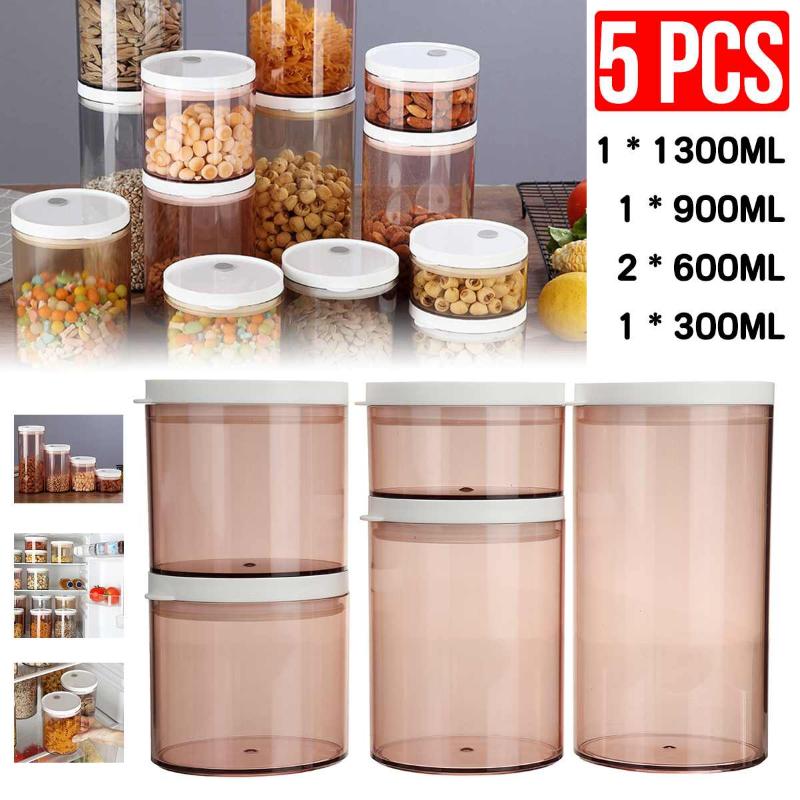 5 Pcs/Set Sealed Container Storage Tank Seasoning Jar Dry Goods Nut Bottle Kitchen Miscellaneous Grain Storage Box
5 Pcs/Set Sealed Container Storage Tank Seasoning Jar Dry Goods Nut Bottle Kitchen Miscellaneous Grain Storage Box