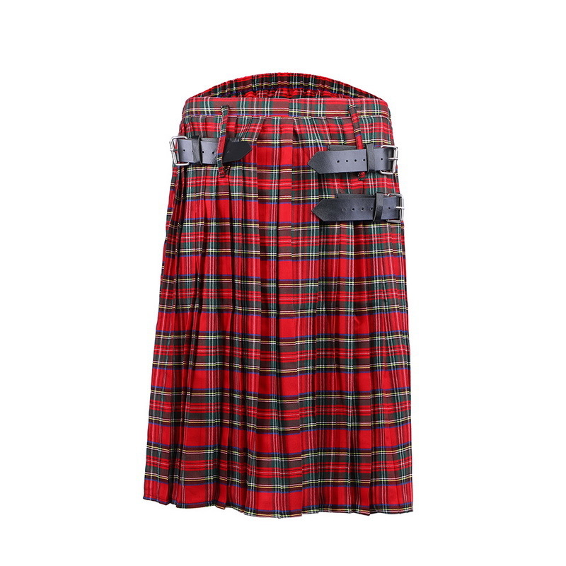 JODIMITTY Mens Kilt Traditional Plaid Belt Pleated Bilateral Chain Brown Gothic Punk Scottish Tartan Trousers Y200403