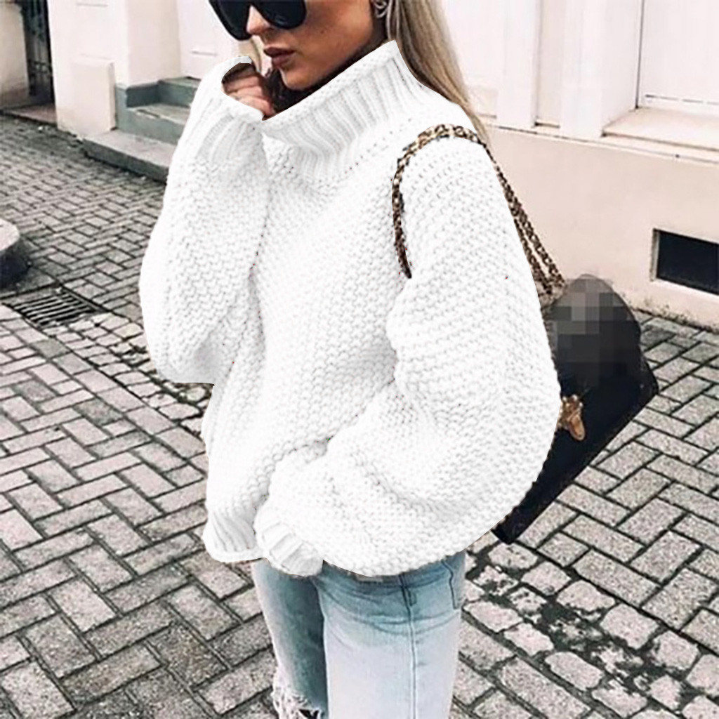Winter Fashion Women Solid Turtleneck Sweater Female Long Sleeve Chic Elegant Ladies Jumpers Sweater Oversized Pull Femme #BL2 201030