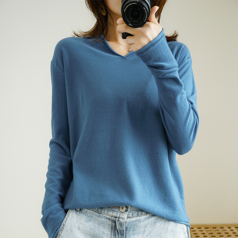 Loose lazy V-neck knitted sweater women fall winter pullovers plus size women's wool tops 201224