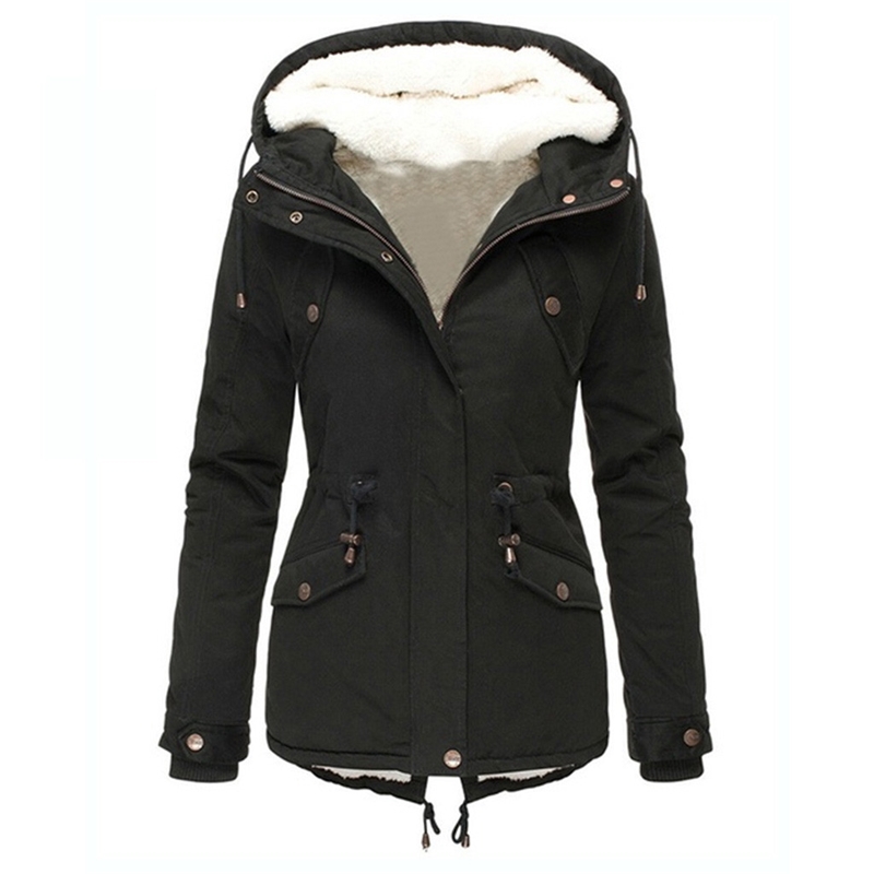 Casual Winter Jacket Women Warm Coat Winter Women Long Sleeve Pure Color Fleece Thickening Women Parkas Outwear 201127