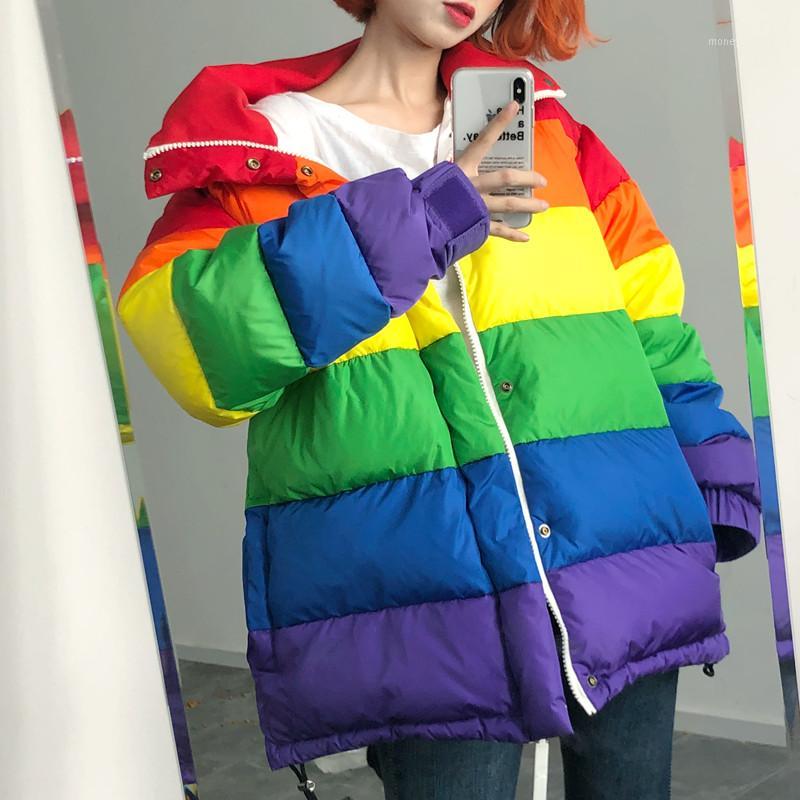Winter Casual Down cotton Jacket Women Rainbow Wadded Parka Plus Size Loose Striped Coat Femme Chaqueta Mujer1
Winter Casual Down cotton Jacket Women Rainbow Wadded Parka Plus Size Loose Striped Coat Femme Chaqueta Mujer1