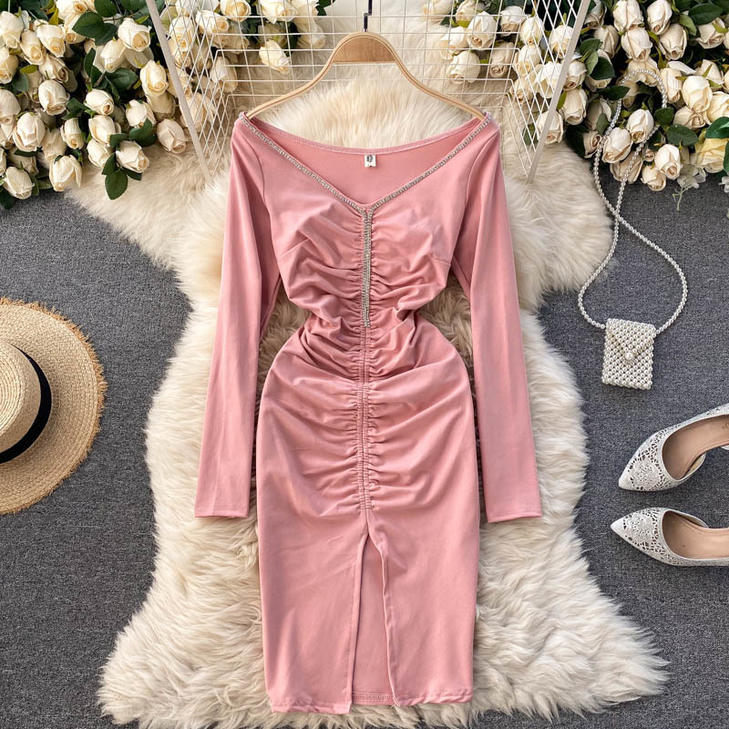 2021 New Singiny design ruched pencil feminine down in elegant long party solid fall sexy dress short 38NU, Pink
2021 New Singiny design ruched pencil feminine down in elegant long party solid fall sexy dress short 38NU, Pink