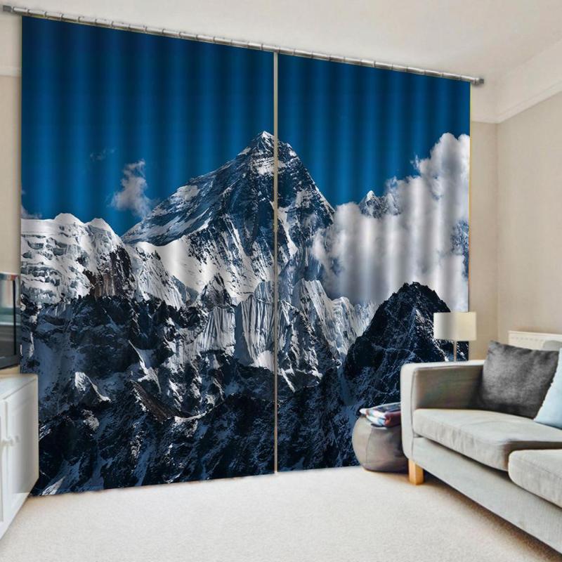 

Photo 3D Curtains for Living Room Window Snow mountain scenery Modern Home Decoration Blackout 3D Curtain stereoscopic lifelike, As pic