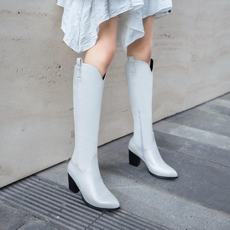 Round Toe Women Boots High Heels Shoes Winter Footwear Luxury Designer Zipper Stiletto Ladies Rubber Over-the-Knee Mid
