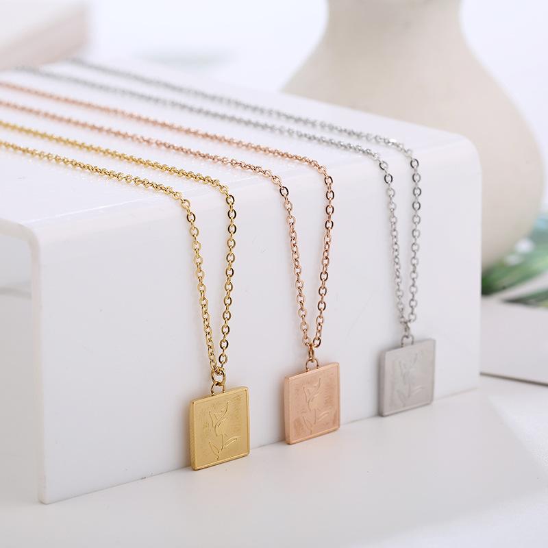 Rose flower square pendant necklace women stainless steel jewelry, trendy statement necklaces rose gold chain collares 2020
Rose flower square pendant necklace women stainless steel jewelry, trendy statement necklaces rose gold chain collares 2020