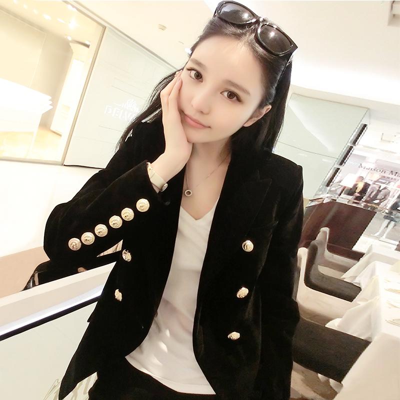 Fashion spring 2020 autumn and winter new Korean double-breasted suit jacket gold velvet small suit jacket female Slim elegant, Black
Fashion spring 2020 autumn and winter new Korean double-breasted suit jacket gold velvet small suit jacket female Slim elegant, Black