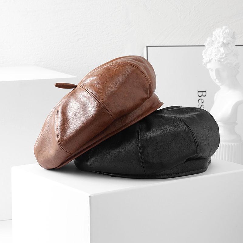 Berets Beret Female Pu Leather Hat Octagonal Autumn And Winter Japan Retro British Pumpkin Painter, Black
Berets Beret Female Pu Leather Hat Octagonal Autumn And Winter Japan Retro British Pumpkin Painter, Black