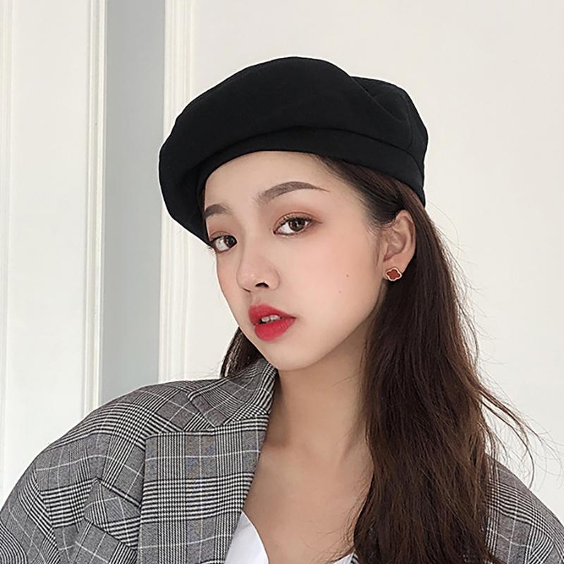 New classic spring autumn soft cotton female solid color thin simple style street casual fashion ins trend snapback beret cap, Black
New classic spring autumn soft cotton female solid color thin simple style street casual fashion ins trend snapback beret cap, Black