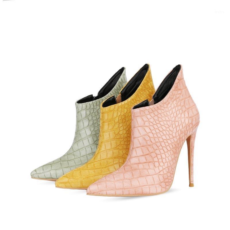 Crocodile boots Stiletto Heel Ankle Boots Women Poited Toe Sexy Thin Toe Ladies Booties Side Zipper Emboss Thin High Heel Shoes1, Yellow 
Crocodile boots Stiletto Heel Ankle Boots Women Poited Toe Sexy Thin Toe Ladies Booties Side Zipper Emboss Thin High Heel Shoes1, Yellow