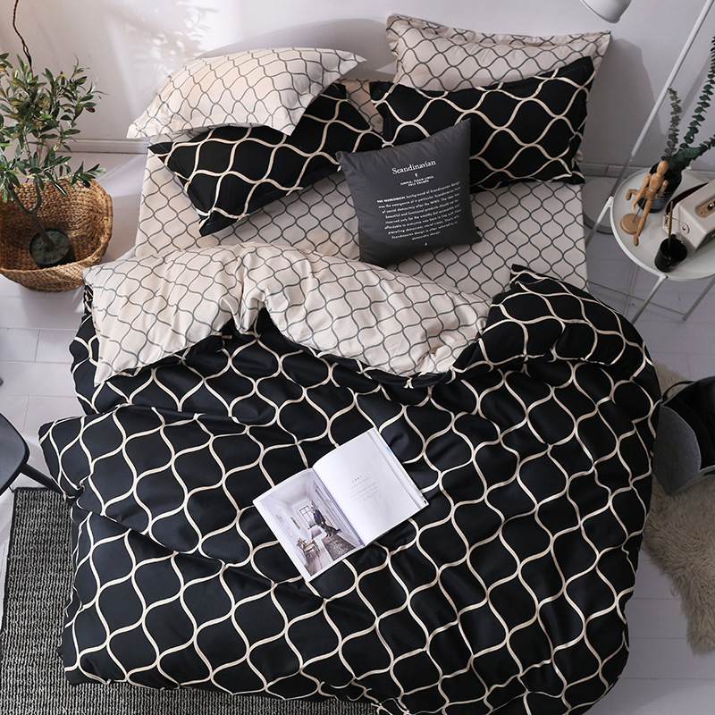Three Piece Fashion Bedding Sets Printed King Queen Size Luxury Quilt Cover Pillow Case Duvet Brand Bed Comforters Set High Quality