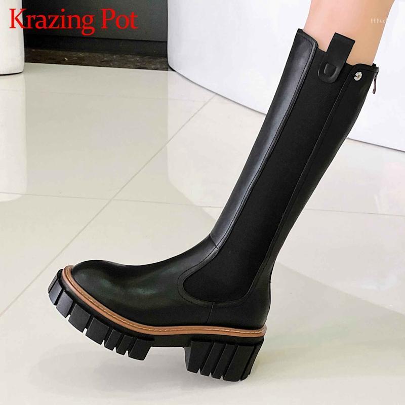 Krazing Pot large size winter new boots genuine leather mixed colors platform round toe thick high heel zip knee high boots L101, Black
Krazing Pot large size winter new boots genuine leather mixed colors platform round toe thick high heel zip knee high boots L101, Black