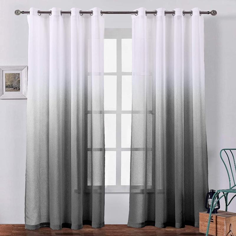 Faux Linen Sheer Gradient Curtains Voile Grommet Semi Sheer Curtains for Bedroom Living Room Gray Black Gradient, As pic
Faux Linen Sheer Gradient Curtains Voile Grommet Semi Sheer Curtains for Bedroom Living Room Gray Black Gradient, As pic