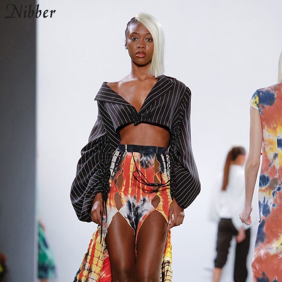 Nibber office ladies Black striped coat womens 2019autumn fashion Elegant short tops jacket high street casual loose coat mujer T200111