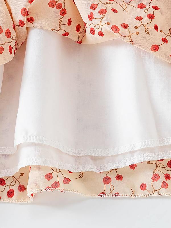 Toddler Girls Ditsy Floral Print Shirred Frill Trim Dress SHE