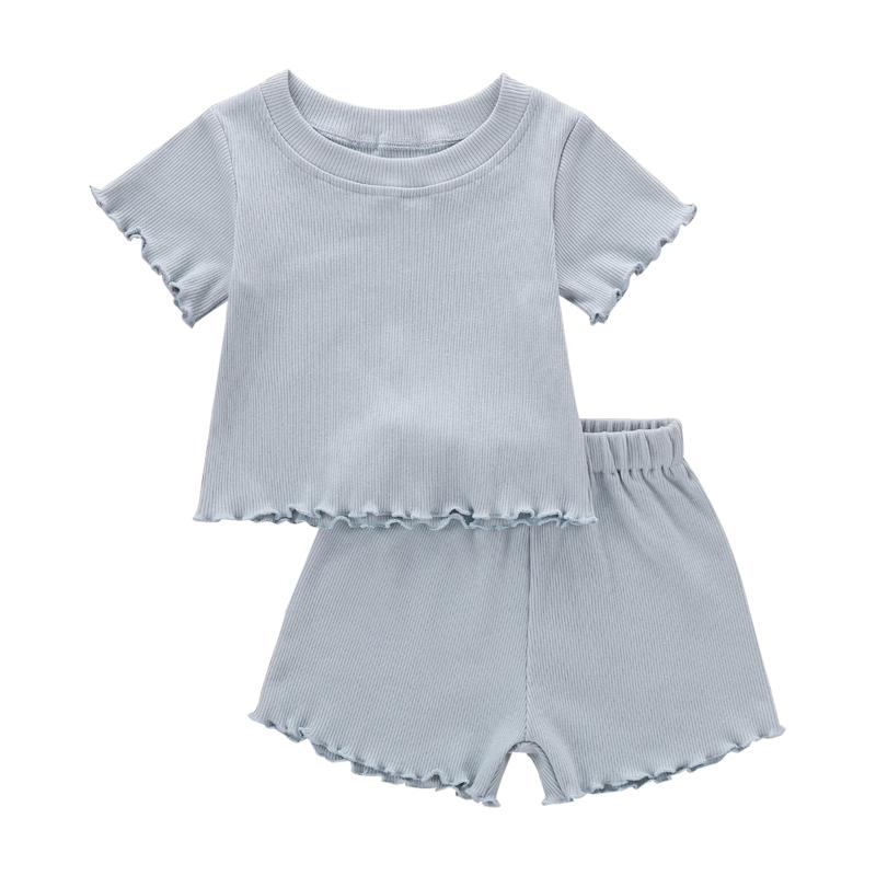 2Pcs Toddler Summer Suit Solid Color Ribbed O-Neck Short Sleeves Tops+Elastic Waist Shorts Outfits for 1-5 Years Girls Boys, Blue
2Pcs Toddler Summer Suit Solid Color Ribbed O-Neck Short Sleeves Tops+Elastic Waist Shorts Outfits for 1-5 Years Girls Boys, Blue