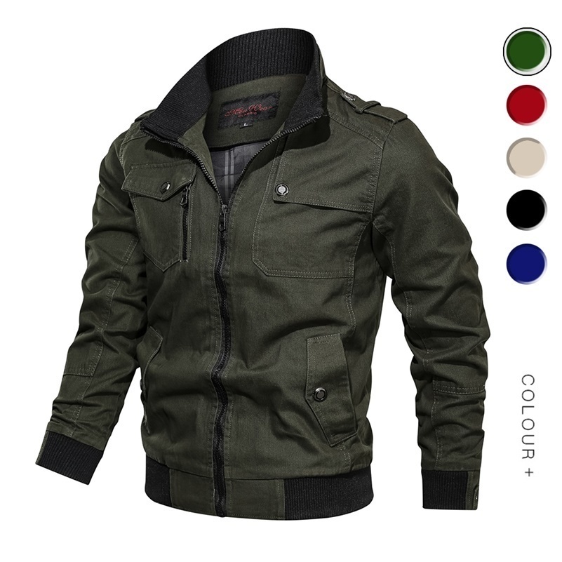 Jacket Men Spring Autumn Cotton Windbreaker Pilot Coat Men's Bomber Jackets Cargo Flight Jacket Male Clothes Plus Size 4XL 201127