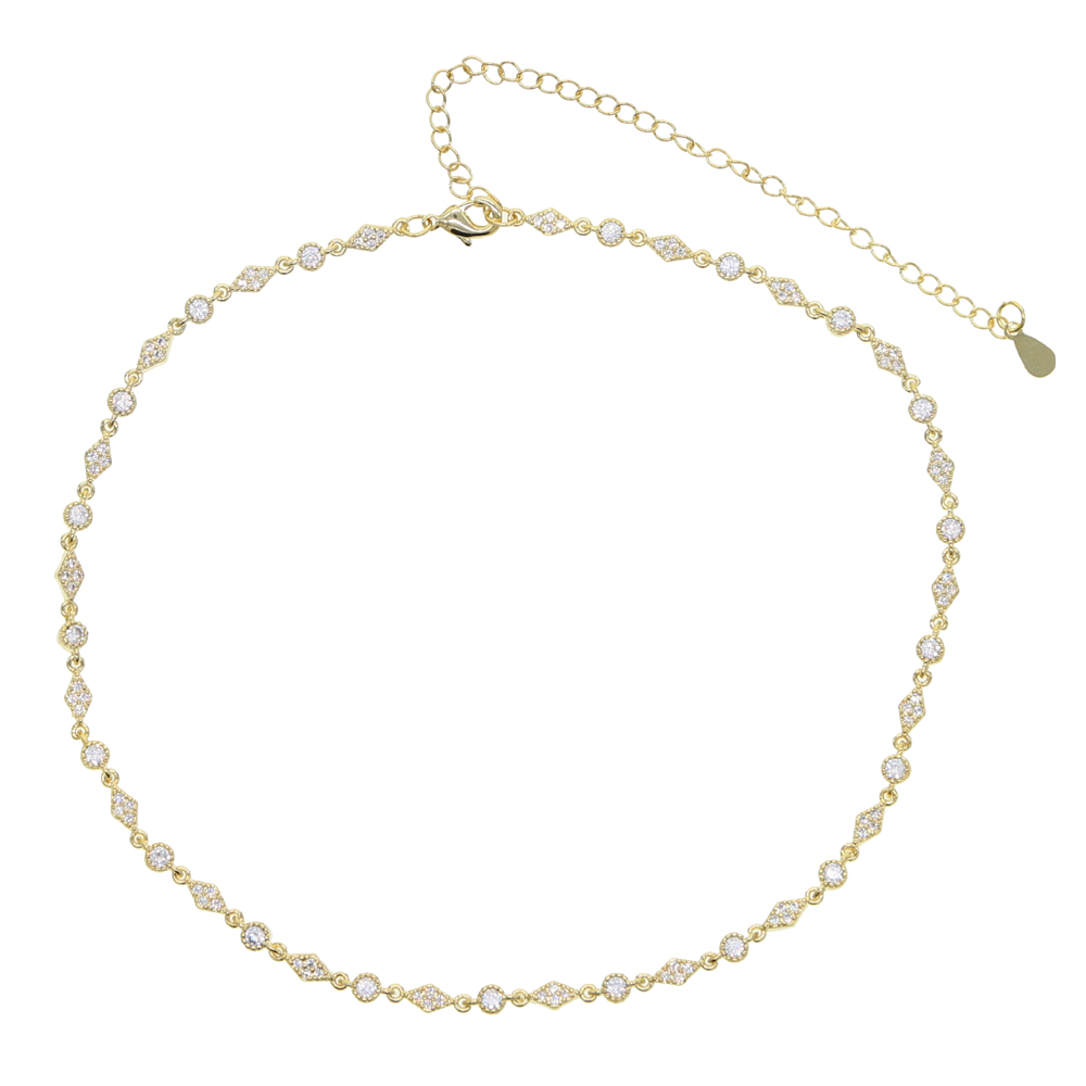 Delicate Ollarbone CZ Necklace Silver Color WeddinG EnGaGement Bridal Gift TenniS Cz Station Chain Chocker Jewelry