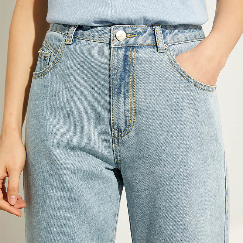 AMII Minimalism Summer Autumn Fashion Basic Women Jeans Causal Cotton High Waist Straight Ankellength Female Jeans 12040693 201105