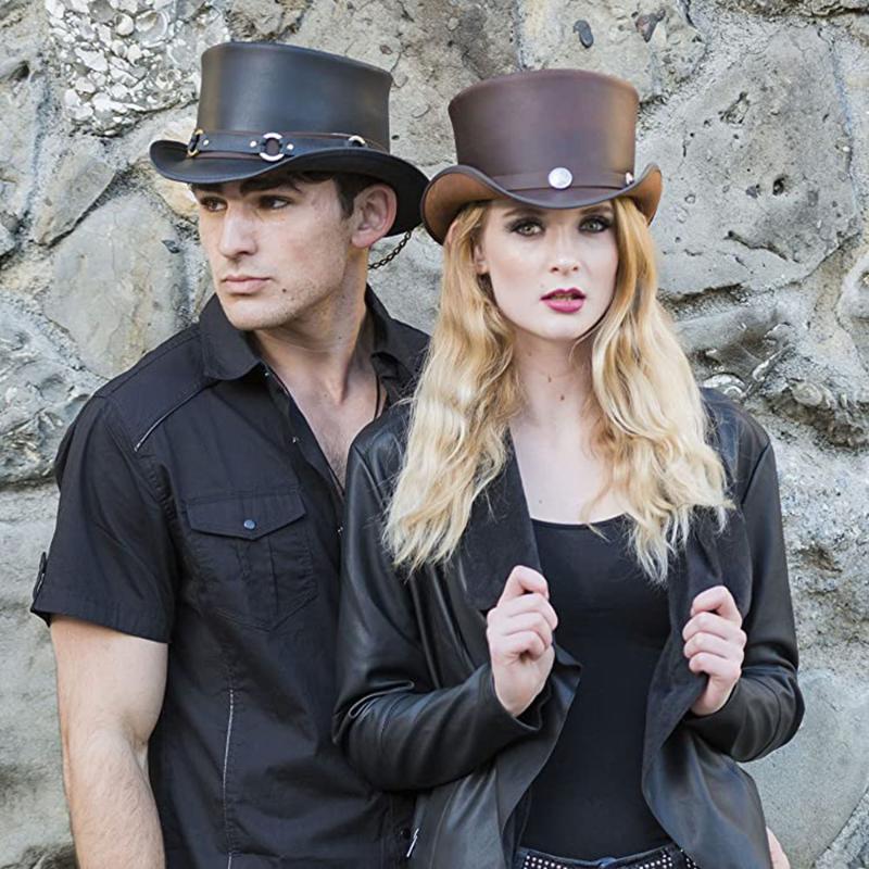 3 Size Women Men Leather Top Hat Punk Flat Fedora Hat Magic Pork Pie Steampunk Cosplay Party Cap Dropshiping 13CM, Black
3 Size Women Men Leather Top Hat Punk Flat Fedora Hat Magic Pork Pie Steampunk Cosplay Party Cap Dropshiping 13CM, Black