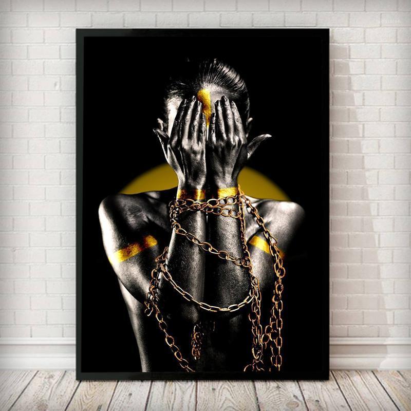 Trapped Poster and Print Black Woman Portrait Canvas Painting Gold Metal Chain Abstract Wall Pictures for Living Room Decoration1
Trapped Poster and Print Black Woman Portrait Canvas Painting Gold Metal Chain Abstract Wall Pictures for Living Room Decoration1