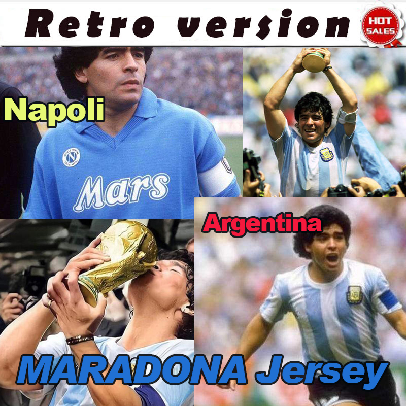 Retro Argentina Jersey Diego Maradona 1986 1987 1988 Napoli Soccer Jerseys home away 94 98 87 Classic Collection In Stock, No name no number
Retro Argentina Jersey Diego Maradona 1986 1987 1988 Napoli Soccer Jerseys home away 94 98 87 Classic Collection In Stock, No name no number