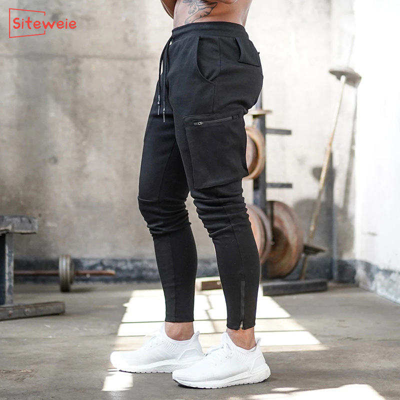 SITEWEIE Mens Joggers Casual Long Pants Fitness Men Sportswear Tracksuit Sweatpants Trousers Black Gym Jogger Pants G362 201128