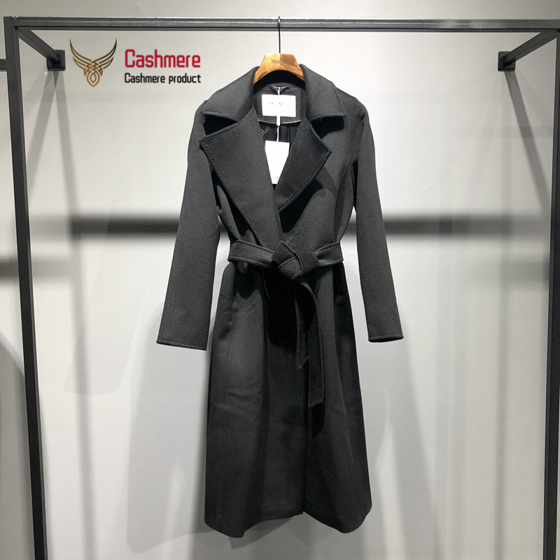 Highend womens jacket classic water ripple cashmere coat womens long section autumn winter cashmere coat fashion red jacket 201102