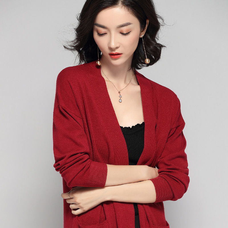 2019 Autumn Winter woman cardigan sweater long sleeve Cashmere sweater kimono cardigan female cardigans Knitted VNeck Wool Coat T200319