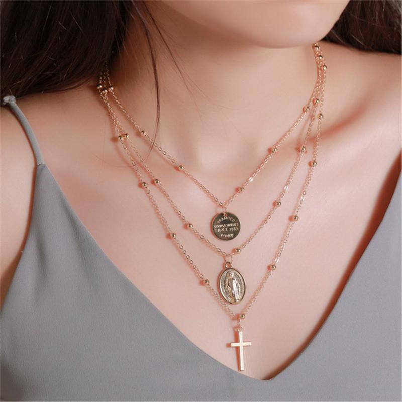 Chokers Crossover Fashion Multi-layer Necklace Cross God Statue Lady Jesus Pendant Metal Gift
Chokers Crossover Fashion Multi-layer Necklace Cross God Statue Lady Jesus Pendant Metal Gift