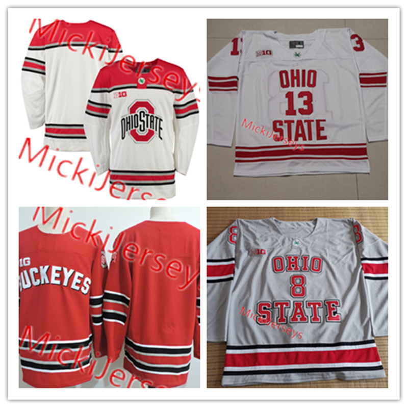 Custom Ohio State Buckeyes Hockey Ryan Kesler Sean Romeo Sasha Larocque Matthew Jennings Evan Moyse Dakota Joshua Paul Caponigri Jersey, White/red shoulder
Custom Ohio State Buckeyes Hockey Ryan Kesler Sean Romeo Sasha Larocque Matthew Jennings Evan Moyse Dakota Joshua Paul Caponigri Jersey, White/red shoulder