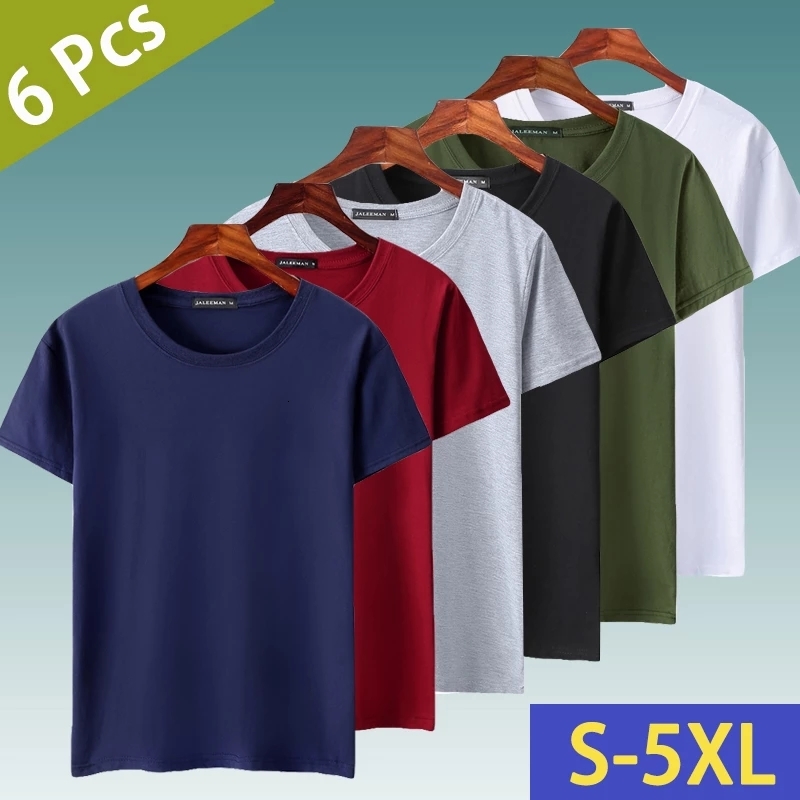 

2021 New 6pcs/lot t Shirts Men Women Cotton Summer Short Sleeve Solid Male Female Fitted Tshirts Top Tees O-neck Plus Size Tee Shirt 5xl Iki, Multi color