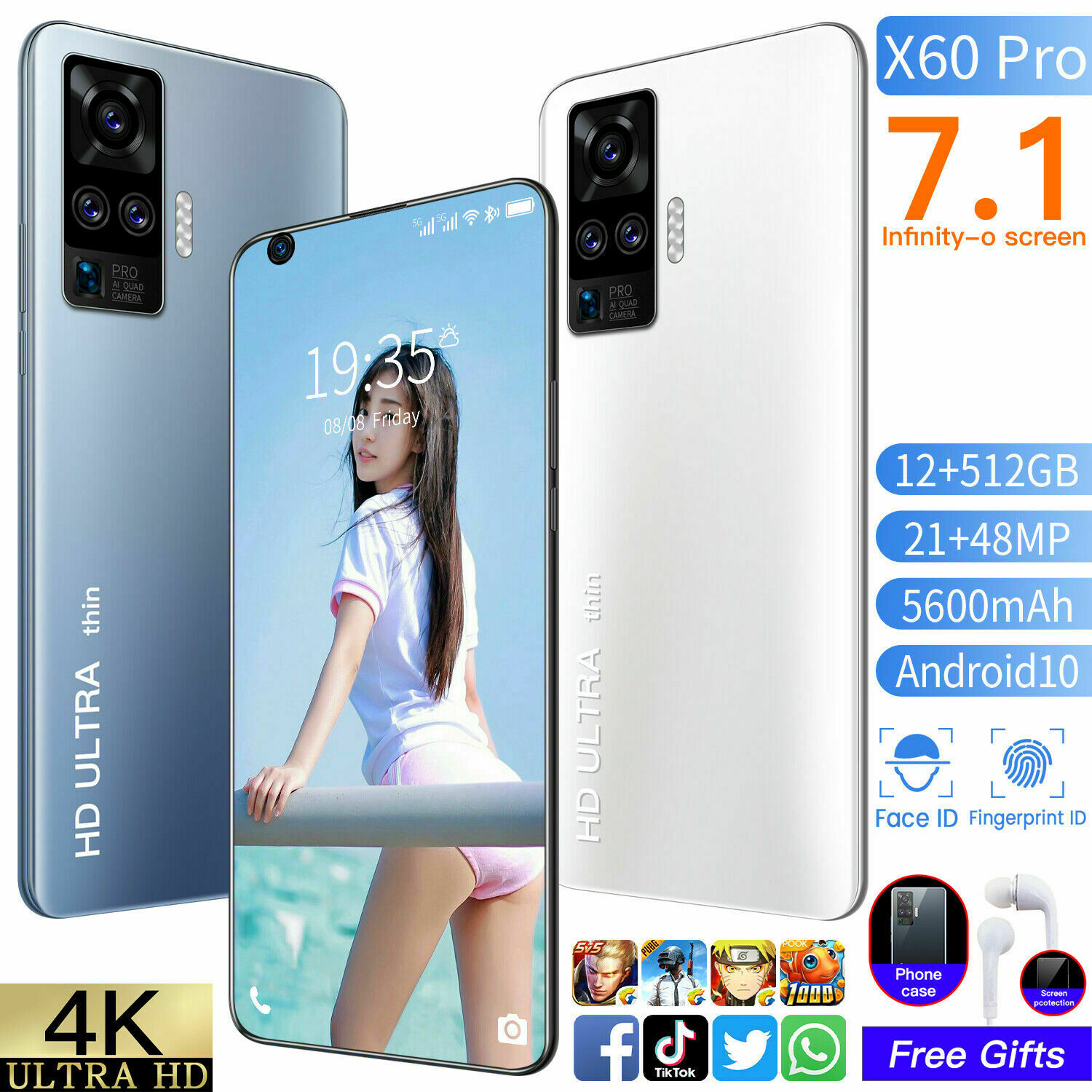 Newest HW X60 Pro 7.2inch 10-Core Android Smartphones 12GB 512GB 4G 5G Cellphones 6800mAh Large Capacity Mobile Phone
Newest HW X60 Pro 7.2inch 10-Core Android Smartphones 12GB 512GB 4G 5G Cellphones 6800mAh Large Capacity Mobile Phone