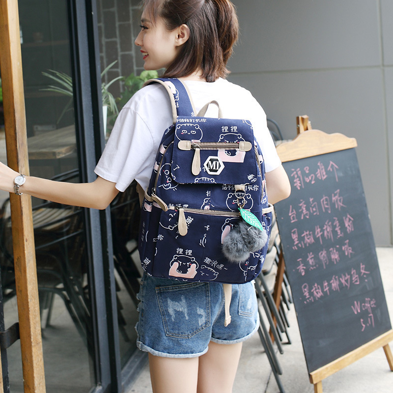 3piece/set School Bags for Teenager Girls Kids Cartoon Student Backpack Canvas Child Schoolbags Women School Backpack Male LJ200918