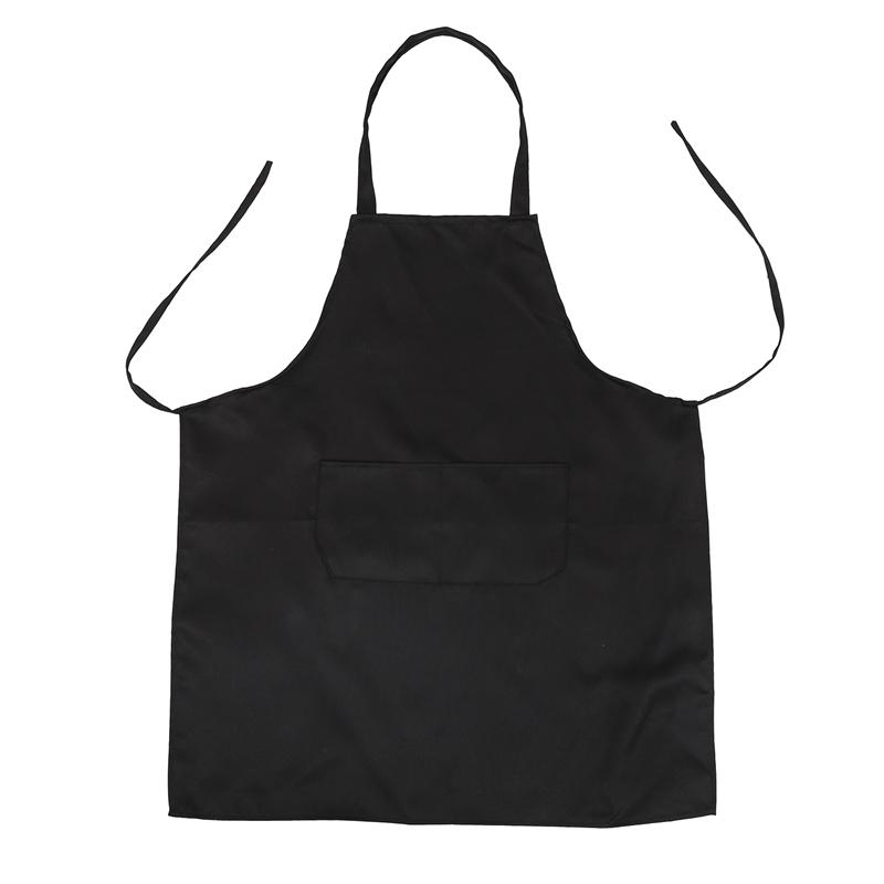 Unisex 2 Pocket Black Kitchen Apron Bib, in Medium