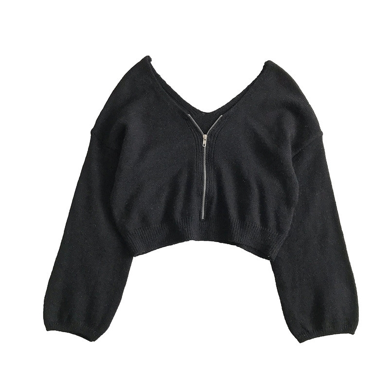 Long Sleeve`Winter Tops For Women Casual Chic Zipper Knitted Sweater Women White Black Korean Short Sweaters Womens Autumn 201203
Long Sleeve`Winter Tops For Women Casual Chic Zipper Knitted Sweater Women White Black Korean Short Sweaters Womens Autumn 201203