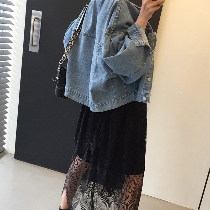 OCEANLOVE Chic All Match Women Jacket Puff Sleeve Short Vintage Spring Chaqueta Mujer Korean Pleated Denim Jacket 14987 201017