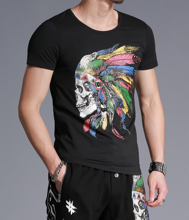 Marks Thin Summer Men Off Skull Impression of Sleeve Short T-shirt Male Personality Shirt Avv7, Black
Marks Thin Summer Men Off Skull Impression of Sleeve Short T-shirt Male Personality Shirt Avv7, Black