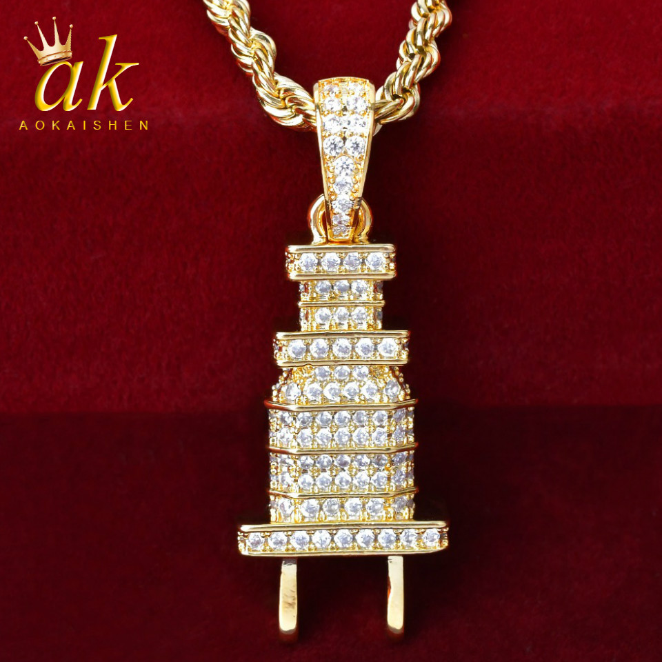 Rock Necklace for Men Iced-Out Plug Shape Gold Color Material Copper Full Cubic Zircons Hip Hop Jewelry Street With Rope Chain, Silver
Rock Necklace for Men Iced-Out Plug Shape Gold Color Material Copper Full Cubic Zircons Hip Hop Jewelry Street With Rope Chain, Silver
