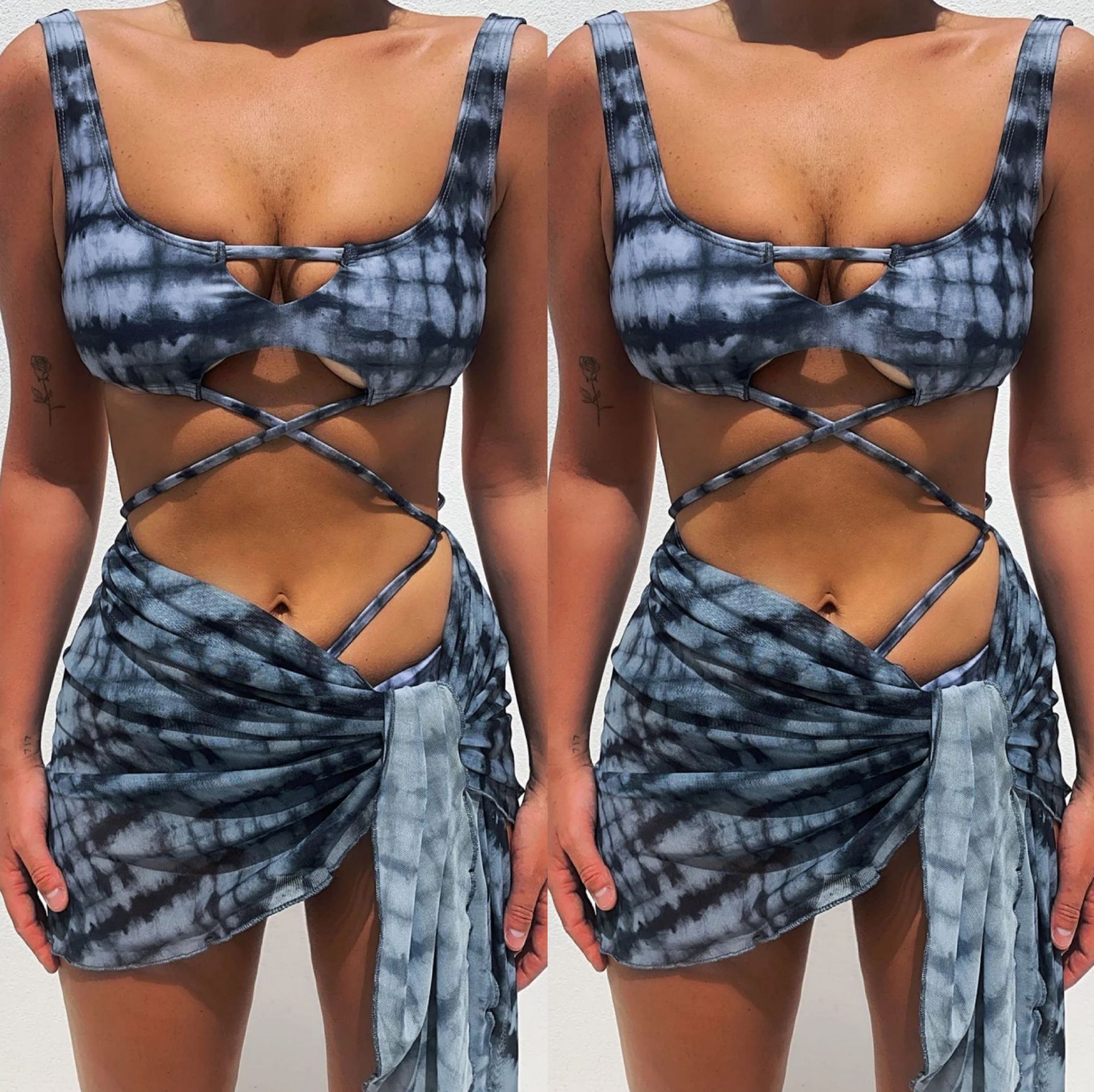 2021 NEW Sexy Bikini Female Retro Tie-dyed Print Bathing Suit Women Chiffon Cross Bandage Three-pieces Bikini Push Up Swimwear, As pics
2021 NEW Sexy Bikini Female Retro Tie-dyed Print Bathing Suit Women Chiffon Cross Bandage Three-pieces Bikini Push Up Swimwear, As pics
