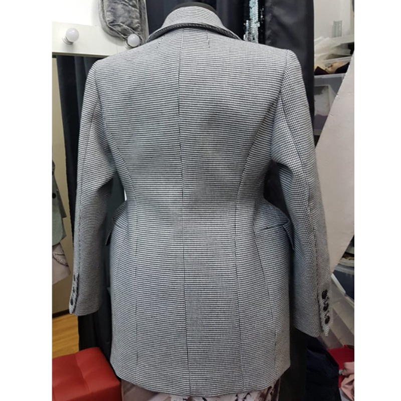 AEL Plaid Women's Blazer Long Sleeve Lapel Collar Pocket Slim Female Coat Spring Office Lady Fashion Clothin 201114