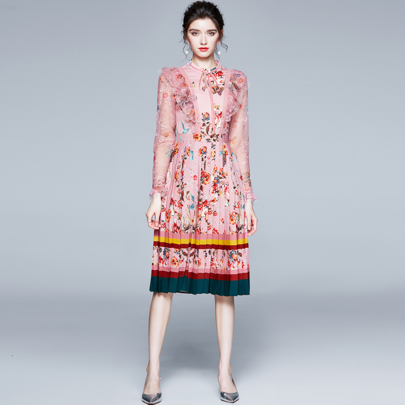 2021 New Merhcall Autumn Runway Patchwork Pleated Women Long Flare Sleeve Lace Up Bow Mesh Embroidery Midi F5ln, Pink
2021 New Merhcall Autumn Runway Patchwork Pleated Women Long Flare Sleeve Lace Up Bow Mesh Embroidery Midi F5ln, Pink