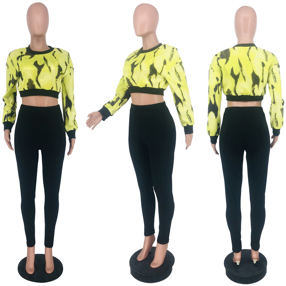 2023 women designers clothes tracksuits winter fashion printed round neck long sleeve pants two pieces sets party dresses