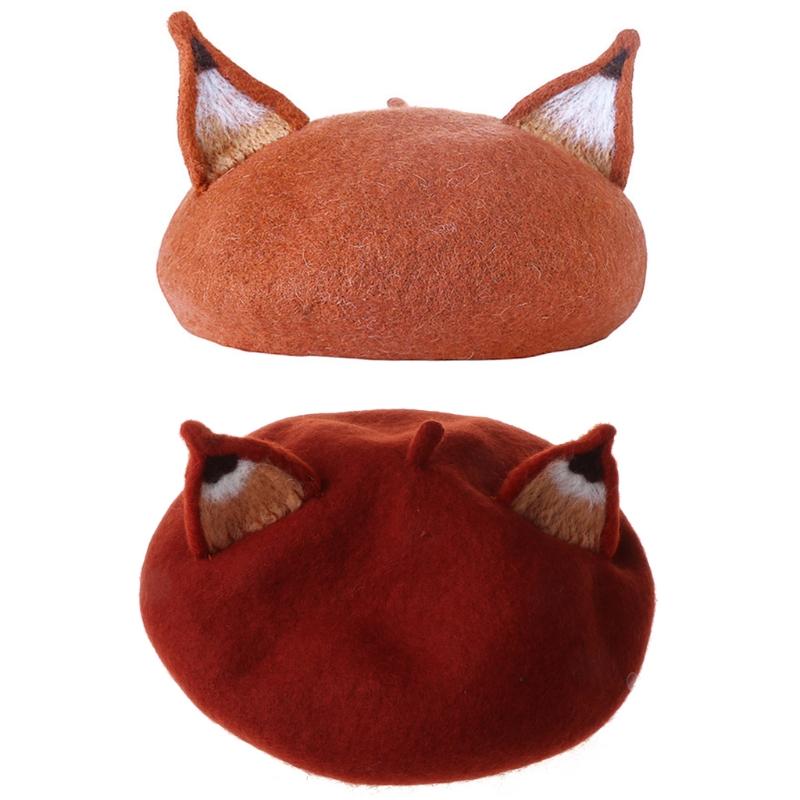 Korean Women Girls Retro Beret Cap Cute 3D Cat Pointed Ears Faux Felt Painter Student Winter Warm Mushroom Hat
Korean Women Girls Retro Beret Cap Cute 3D Cat Pointed Ears Faux Felt Painter Student Winter Warm Mushroom Hat