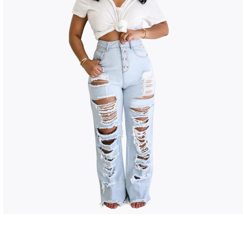 Streetwear Beggar Front Back Holes Destroyed Ripped Jeans For Women High Waist Distressed Jeans Loose Boyfriend Jeans Woman Mom 201029