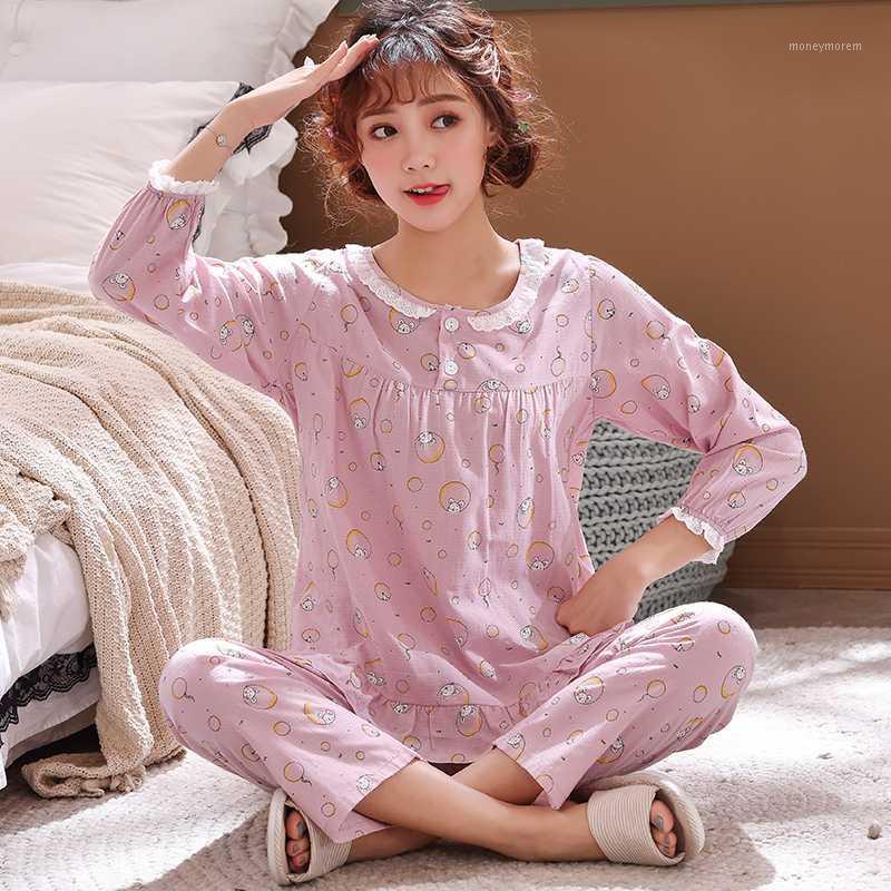 Pajamas Women Cotton Ins Fashion Spring And Summer Long-Sleeved Suit Korean Version Cute Cotton Lounge Negligee Sleepwear1
Pajamas Women Cotton Ins Fashion Spring And Summer Long-Sleeved Suit Korean Version Cute Cotton Lounge Negligee Sleepwear1