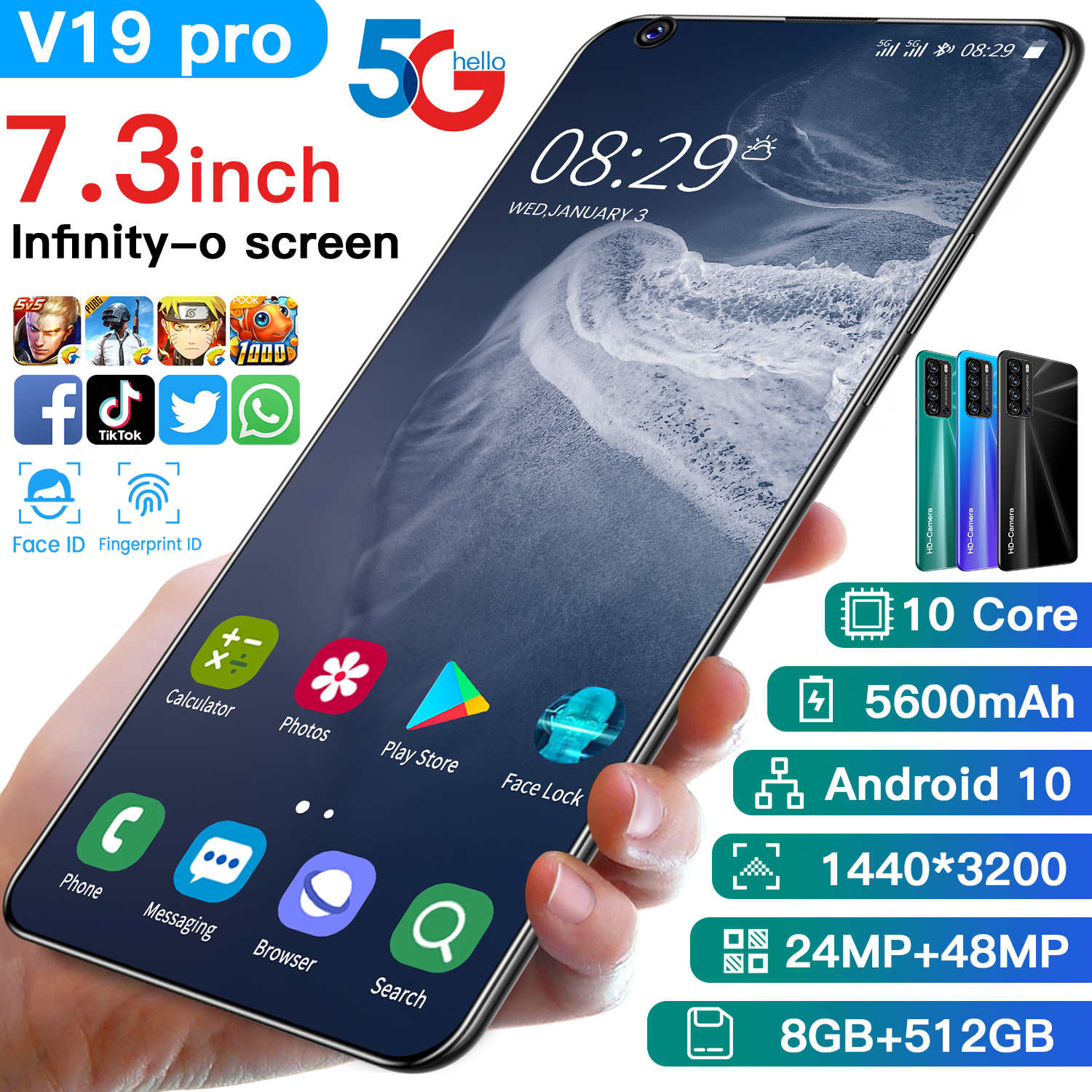 Fashion phone Product V19 pro smartphone Screen Android Mobile Phones 6.8 inch 4G LTE 7MP+8MP Big Memory 1GB+8GB, Blue
Fashion phone Product V19 pro smartphone Screen Android Mobile Phones 6.8 inch 4G LTE 7MP+8MP Big Memory 1GB+8GB, Blue