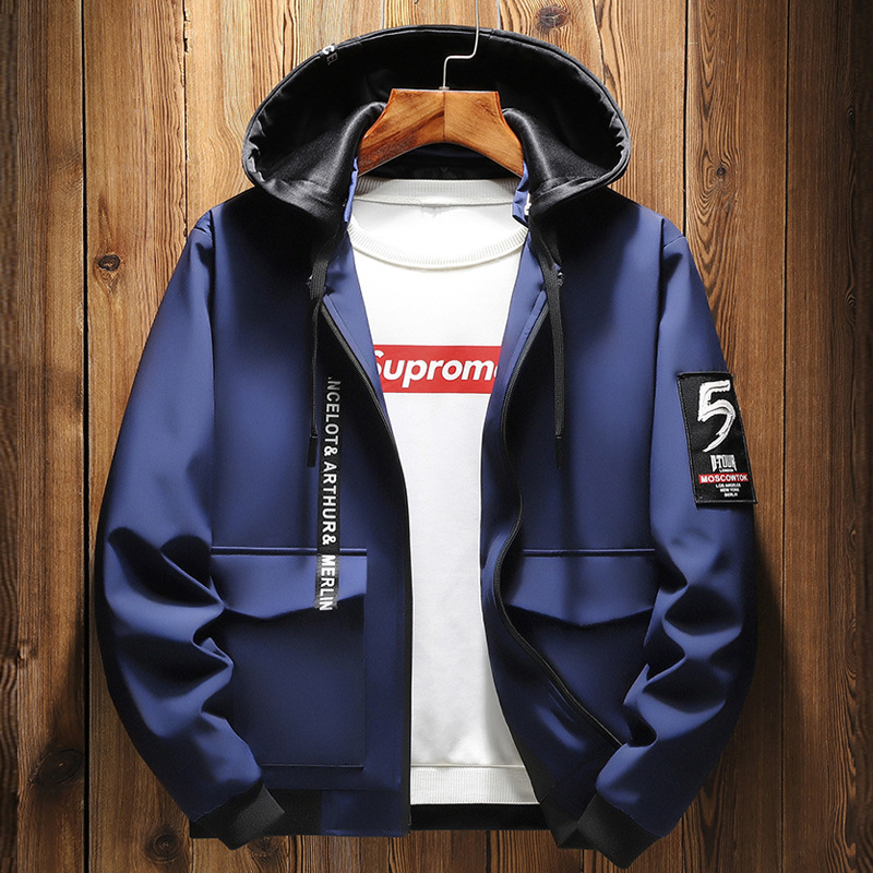 VROKINO 2019 Spring and Autumn New Men's Solid Color Hooded Large Size Jacket Fashion Classic Men's Loose Jacket 5XL 6XL 7XL 8XL T200502